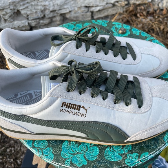 Puma Men's Whirlwind Classic Marshmallow- Thyme White and Green Sneakers - Picture 11 of 12